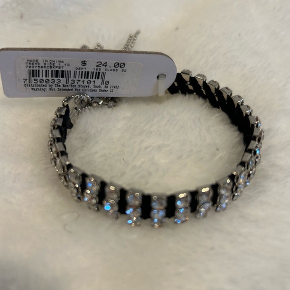 Crystal Bracelet on Stretchy Black Band - Picture 5 of 10